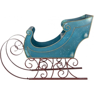 Clayre & Eef Veliké modré kovové sáně Christmas Sleigh - 137*50*98 cm