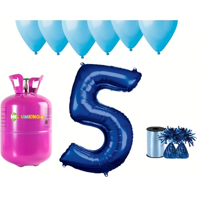 HeliumKing Hélium párty set na 5. narodeniny s modrými balónmi