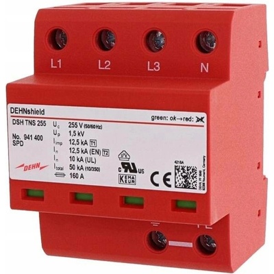 Omezovač přepětí B+C Typ 1+2 4P 12,5kA/50kA 1,5kV TNS 255V DEHNshield