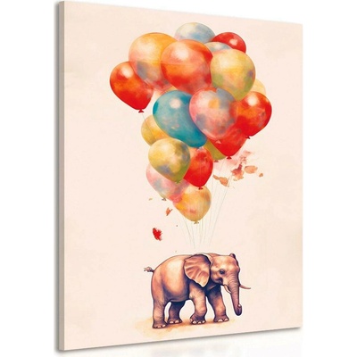 Obraz zasněný slon s balony - 40x60