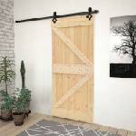 vidaXL Преплъзваща се врата 80 x 210 cm Масивна борова дървесина (3444852)