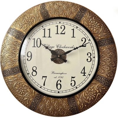 LAKŠMI - indický nábytek Nástěnné hodiny průměr 45 cm, vzor 4