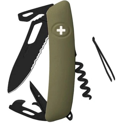 SWIZA Kapesní nůž SH03TR Allblack Single Hand Khaki Wavy Edge