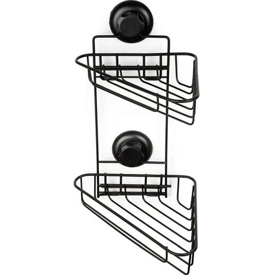 Compactor Dvojitá rohová polička do kúpeľne Bestlock Black, 23,5 x 22 x 36 cm
