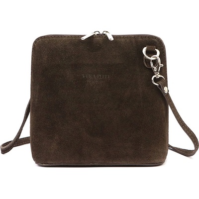 Malá kožená tmavě celozipová crossbody kabelka L2813-11 hnědá