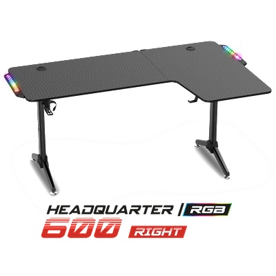 Spirit Of Gamer Геймърска маса - Headquarter 600 R (MDF плот, метални крака, черна, RGB LED подсветка, 160 x 60 x 75cm) SOG-DESK600R (SOG-DESK600R)