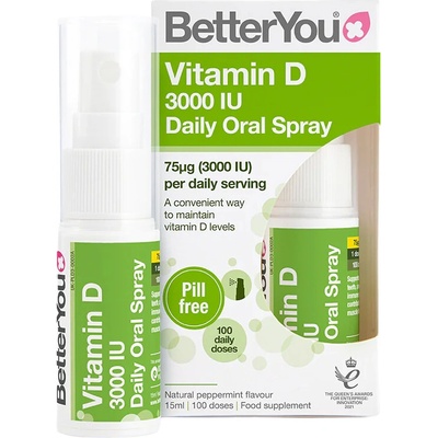 BetterYou Vitamín D3 3000 IU Oral Spray Orálny sprej 15 ml