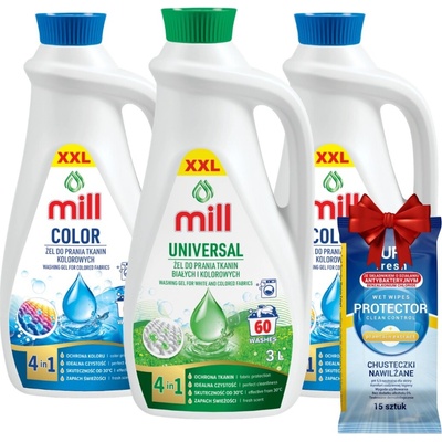 Mill Professional prací gél Univerzálny Farebný mix 3 x 3 l 60 PD