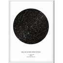 Hvězdná mapa vašeho životního okamžiku Rozměr plakátu: 40 x 50 cm, Barva pozadí: Ilustrovaná - modrá, Volba rámu: Černý dřevěný rám