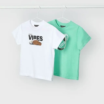 MAYORAL Сет 2 тениски къс ръкав athletics аквамарин и бяло за мини момче Майорал