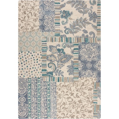 Flair Rugs Син/бежов ръчно изработен вълнен килим 160x230 cm Eloise Patchwork - Flair Rugs (503119380038)