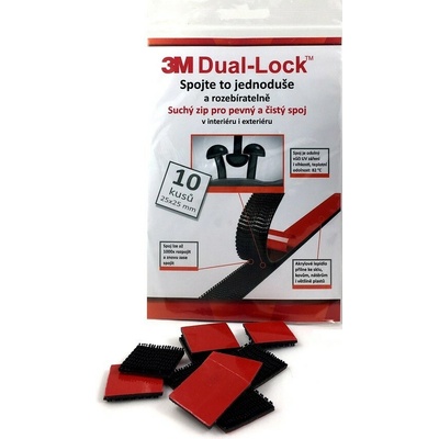 3M Dual-Lock™, čierny, balenie = 10 štvorčekov 25 x 25 mm