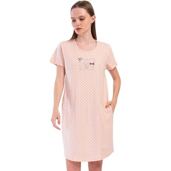 Бебешко розова макси нощница на точки с котета