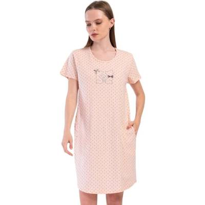 Бебешко розова макси нощница на точки с котета