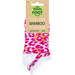 AGIVA Дамски чорапи с къс конч Agiva Happy Foottopia, Бамбук, Розов принт, 39-42 (AGIVA-192)