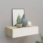 vidaXL Стенен рафт за чекмеджета, дъб и бяло, 40x23, 5x10 см, MDF (330249)
