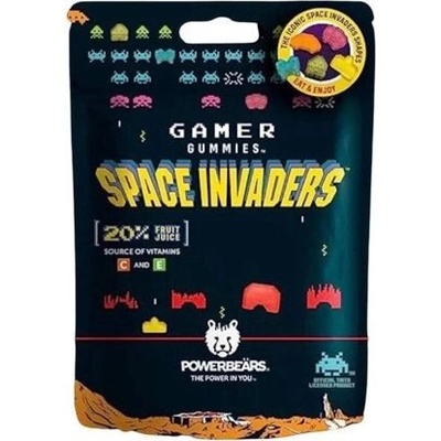 Powerbeärs Space Invaders žvýkací bonbony s ovocnými příchutěmi 125 g