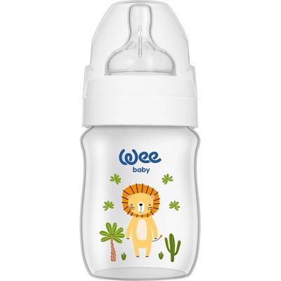 Wee Baby Шише за хранене с широк отвор Wee Baby - Safari, PP, 150 ml, лъв (959)