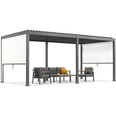 Garden Point Lagos 3x6 samostatne stojaca terasová pergola s 3m bočnými roletami antracitovo bielej farby