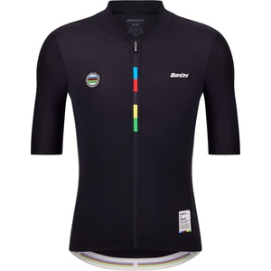 Santini Фланелка с къс ръкав за колоездене Santini UCI World Champion Jersey Mondo Cycling jersey - Nero - размер XS (056-3882-0211)