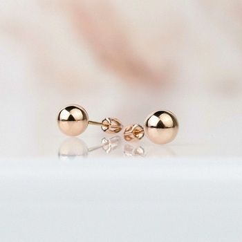 Lillian Vassago hladké a lesklé zlaté náušnice v tvare guľôčky LLV66-GER158S6 ružová