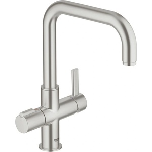 GROHE Кухненски смесител Grohe Red Duo Supersteel с едноръкохватков механизъм, матиран хром (30097DC0)