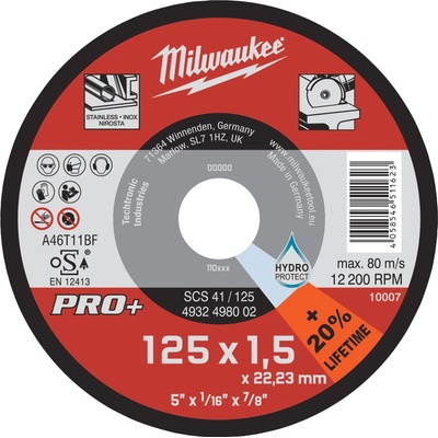 Milwaukee tenké řezné kotouče 125 x 1.5 x 22 mm 4932498002