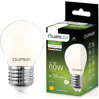 Lumiled LED žiarovka P45 E27 7W = 60W 770lm 4000K Neutrálne 360° vlákno Milk