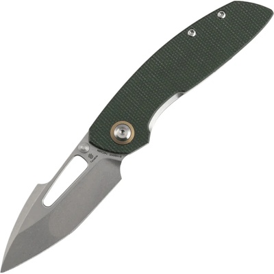 Tenable Link Stonewashed 14C28N with Green Micarta B1068A5