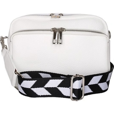 Talianske Biela talianska crossbody kabelka Zamira s ozdobným popruhom