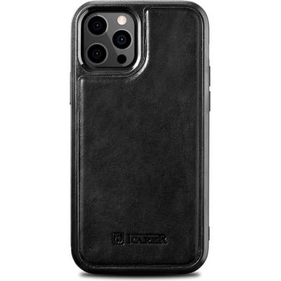 ICARER Калъф iCarer Leather Oil Wax ALI1206-BK, за iPhone 12 Pro Max, с естествена кожа, черен (ALI1206-BK)