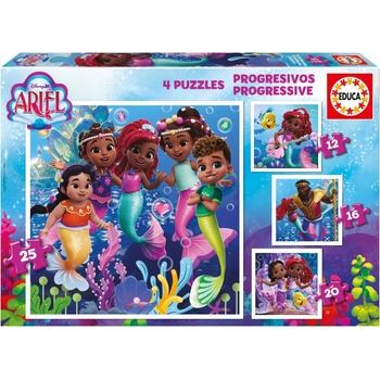 Educa Детски пъзел 4 в 1 Educa - Ариел (EDU20342)
