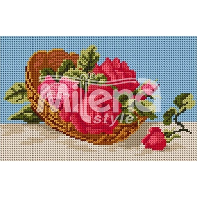 Червени рози - гоблен със схема конци dmc 1: 4