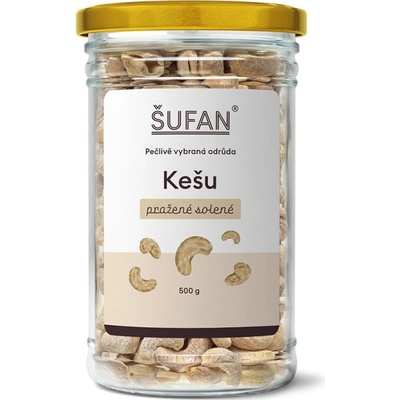 Šufan Kešu pražené solené v skle 500 g