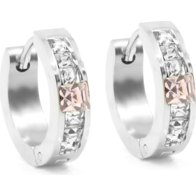 BRUNOshop.cz Náušnice kroužky s kamínky růžové S3894