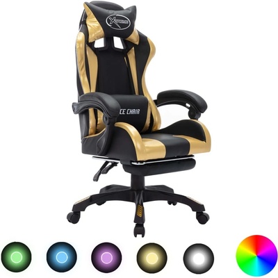 Vidaxl s RGB LED podsvícením zlato-černá umělá kůže
