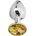X Fun Метално дилдо Butt Plug "SILVER CRYSTAL DARK YELLOW" 7 см. Размер-S