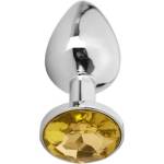 X Fun Метално дилдо Butt Plug "SILVER CRYSTAL DARK YELLOW" 7 см. Размер-S