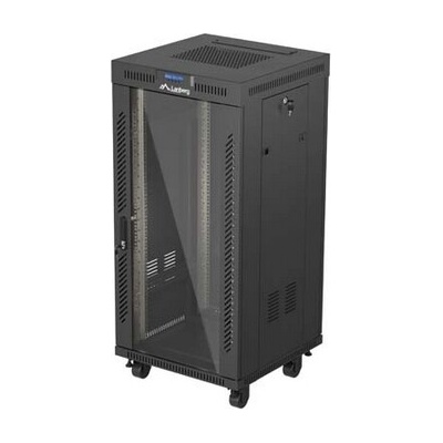 Lanberg Комуникационен шкаф Lanberg Rack Cabinet 19" Free-Standing 24U/600X600 (FlAT Pack) With Glass Door LCD Black V2 (FF01-6624-12BL)