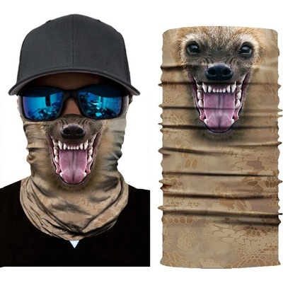Šatky so zvieracou potlačou 3D multifunkčné Hyena