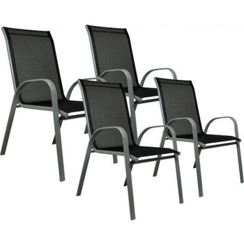 Sada 4 x zahradní židle stohovatelná s vysokým opěradlem OEM D29331