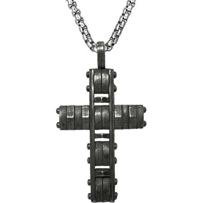 Impress Jewelry Přívěsek z chirurgické oceli Křížek Rivets Dark 2306251406093268