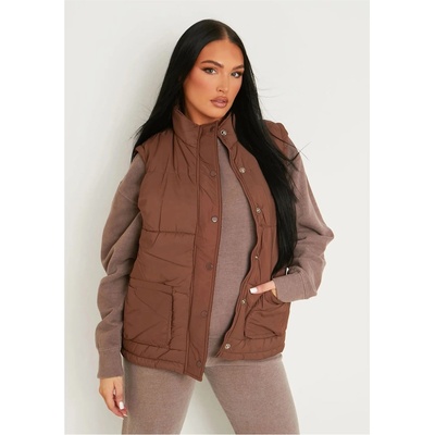 Missy Empire Елек Missy Empire Women's Pocket Detail Sleeveless Padded Gilet - Chocolate