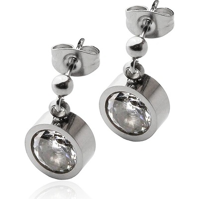 BM Jewellery Náušnice se zirkonem z chirurgické oceli S380050