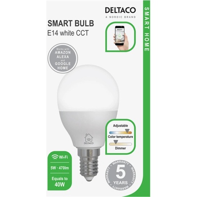 Deltaco Smart Home LED lampa E14 G45 Wi-Fi 5 W SH-LE14G45W