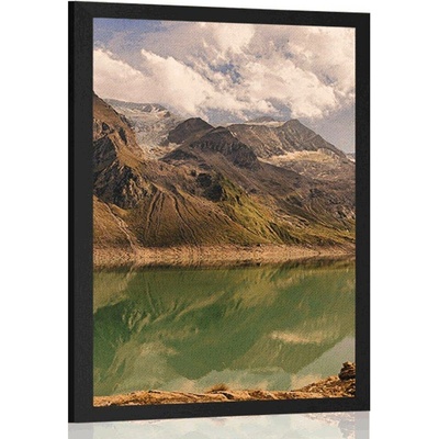 Plakát jezero v horách - 20x30 white