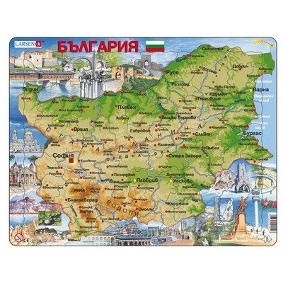 Larsen - Пъзел: Образователен - "Карта на България" - 75 части, голям
