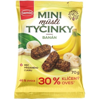 Semix Mini müsli bezlepkové tyčinky banán 70 g