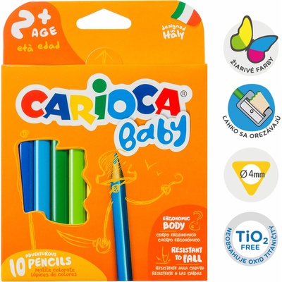 Trojhranné pastelky Carioca Baby 2+, 10 ks