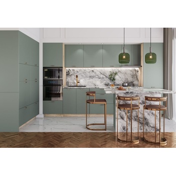 IRIM Модулна кухня с остров City 9126 корпус сонома арвен / фронт олив мат